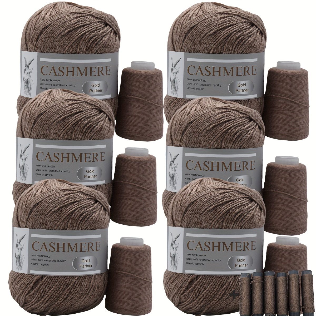 6 luxurious cashmere yarns for hand knitting and crocheting. Ideal for making sweaters, scarves, hats, shawls, cardigans, and gloves. High-quality, soft, warm, multicolored bundle in 10.58