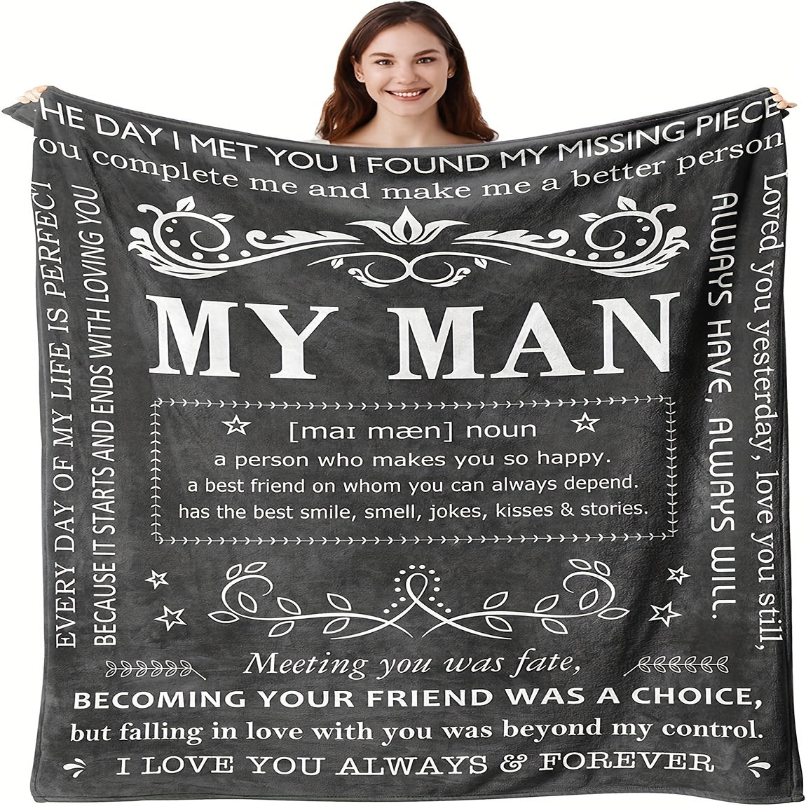 Soft and comfortable throw blanket perfect for gifting to him on special occasions like birthdays, anniversaries, Christmas, and Valentine's Day. This blanket is a thoughtful gift idea for husbands and boyfriends to show your love and appreciation.