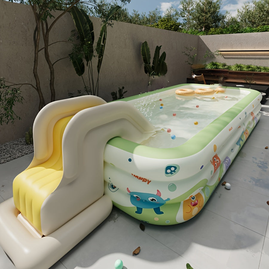 Adult-sized inflatable pool with durable PVC, ideal for outdoor parties and water fun.