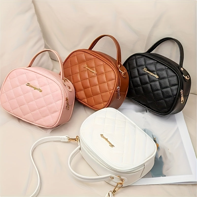 Fashionable rhombus embroidered cross-body bag for girls, ideal gift choice with mobile phone and coin purse compartments.