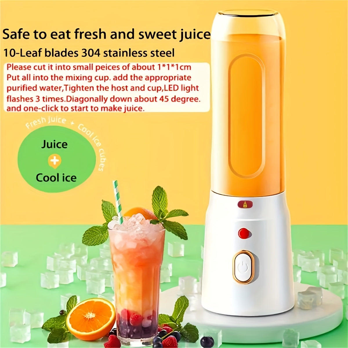 Portable Electric Blender, Juicer, and Water Bottle Combo - Rechargeable via USB, Includes Two Cups for Smoothies and Iced Drinks - Ideal Present for Thanksgiving, Christmas, Halloween, Personal Use in the Kitchen