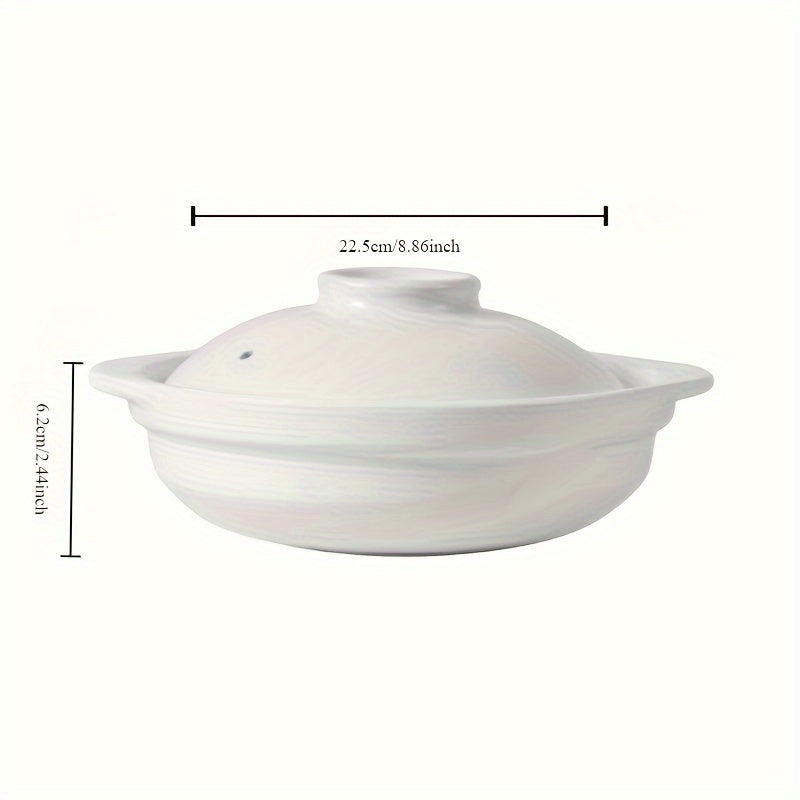 1 piece of household ceramics, an old-fashioned earthen casserole suitable for use on a gas stove to stew soup. This shallow pot is high temperature resistant and can be dry-fired, making it a durable and reliable ceramic casserole.