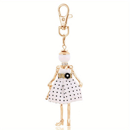 Cute Fashion Key Ring Purse Bag Backpack Car Pendant Charm Polka Dot Lady Model Keychain - Perfect Wedding Accessory and Women's Gift