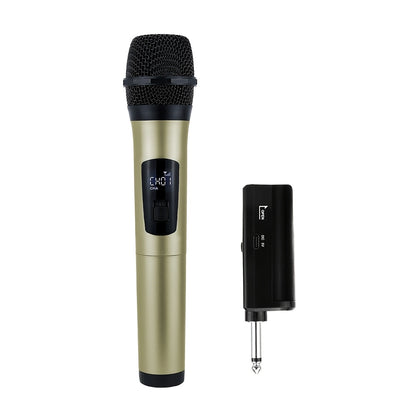 W2 Wireless Rechargeable Microphone for Home KTV and Outdoor singing, Handheld Mic System with Metallic Finish