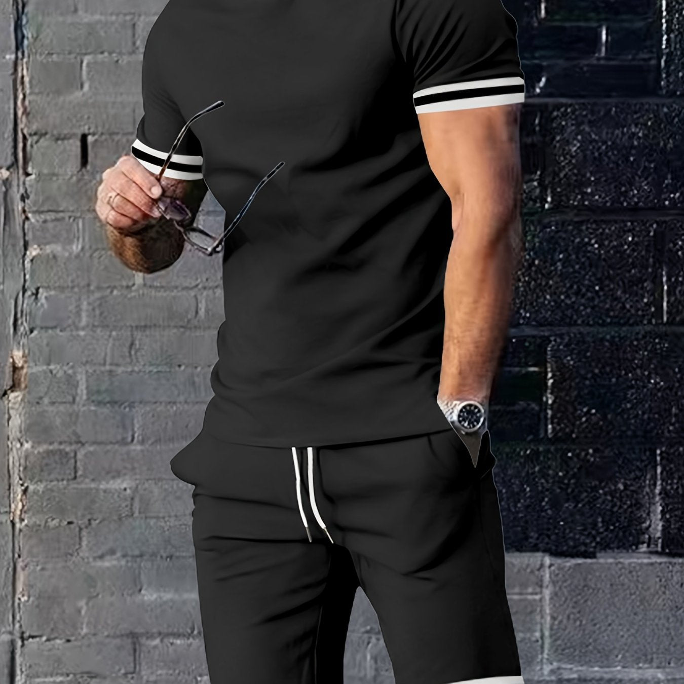 European and American Amazon men's summer sports suit with short sleeves