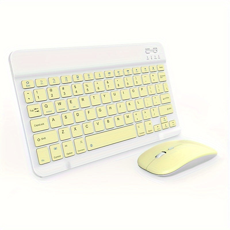 Thin wireless keyboard and mouse combo for iPad, tablet, and laptop.