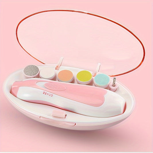 6-in-1 Electric Nail Care Kit - Pink or Blue, featuring a Safe Multi-Head Design for Gentle, Scratch-Free Manicures