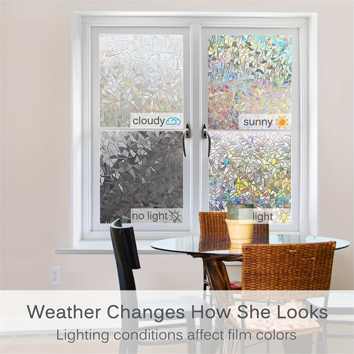 Transform your space with the Crescent Moon Privacy Window Film - a 3D vinyl electrostatic decal that creates a stunning rainbow effect. Not only does it provide UV protection and heat insulation, but it also adds a touch of elegance to your home decor.