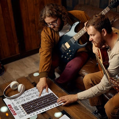 Guitar & String Fretboard Poster with Chord and Note Stickers for Beginners