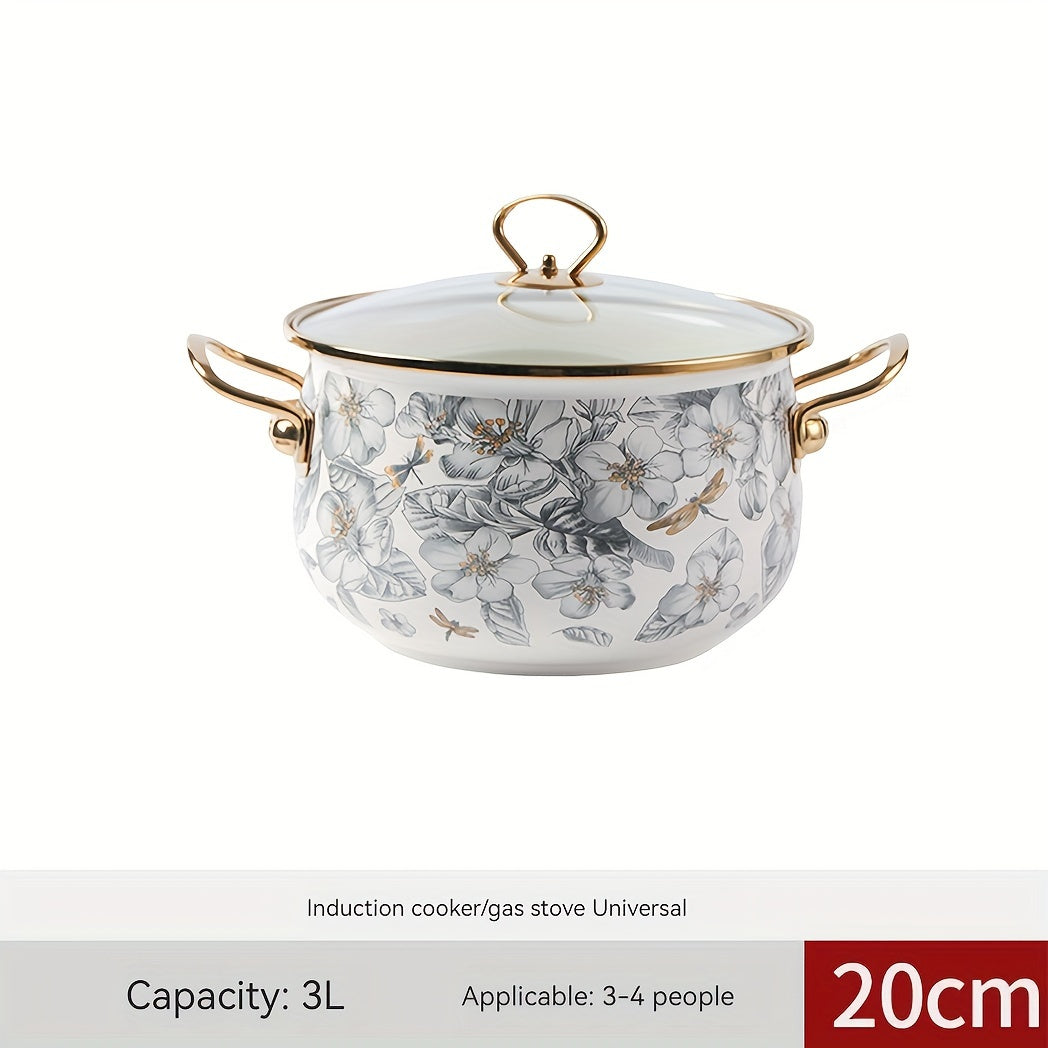 Premium Enamel Cooking Pot, ideal for Soup and Stew, with Easy-to-Clean Non-Stick Surface. Versatile for use in Home Kitchens and Restaurants, compatible with Gas and Electric Stoves. Perfect for Holiday Gatherings and as Gifts.