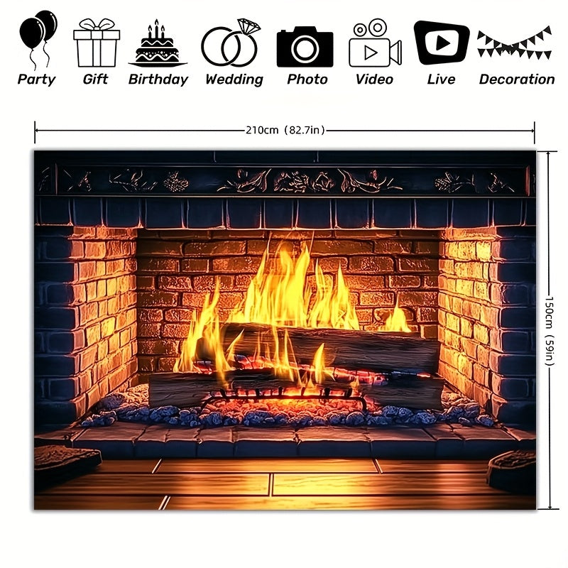 Get ready to cozy up with our 1-piece Giant 3D Fireplace Backdrop featuring a charming red brick design and realistic flames. Made from durable polyester, this backdrop requires no power to create a warm and inviting atmosphere. Available in three sizes