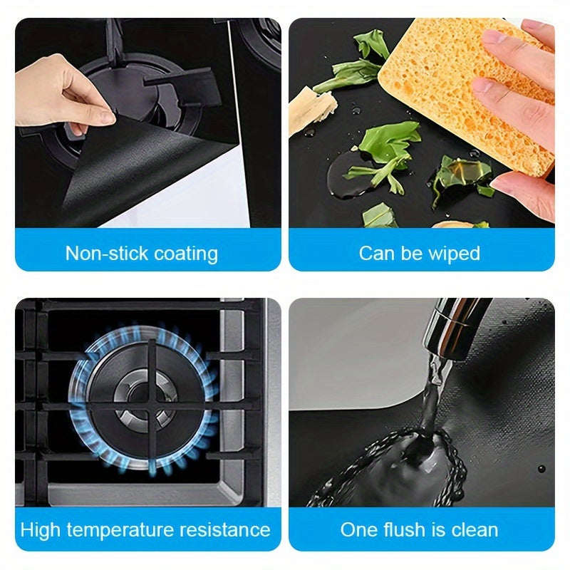 3-pack of gas stove protectors that are highly resistant to high temperatures, measuring at 0.2mm thickness. These mats are easy to clean, reusable, and made of PTFE material. They serve as a protective barrier for your stove, keeping it oil and dirt