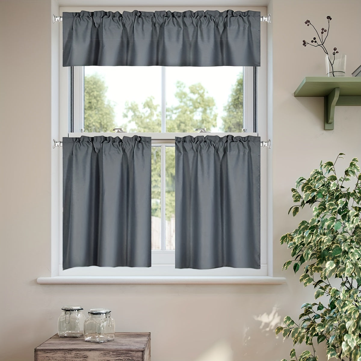 Add a touch of elegance to your kitchen or living room with this stylish, solid color blackout curtain. The rod pocket design makes it easy to hang, while the simple modern style adds a chic flair to any space. Perfect for adding some privacy to your