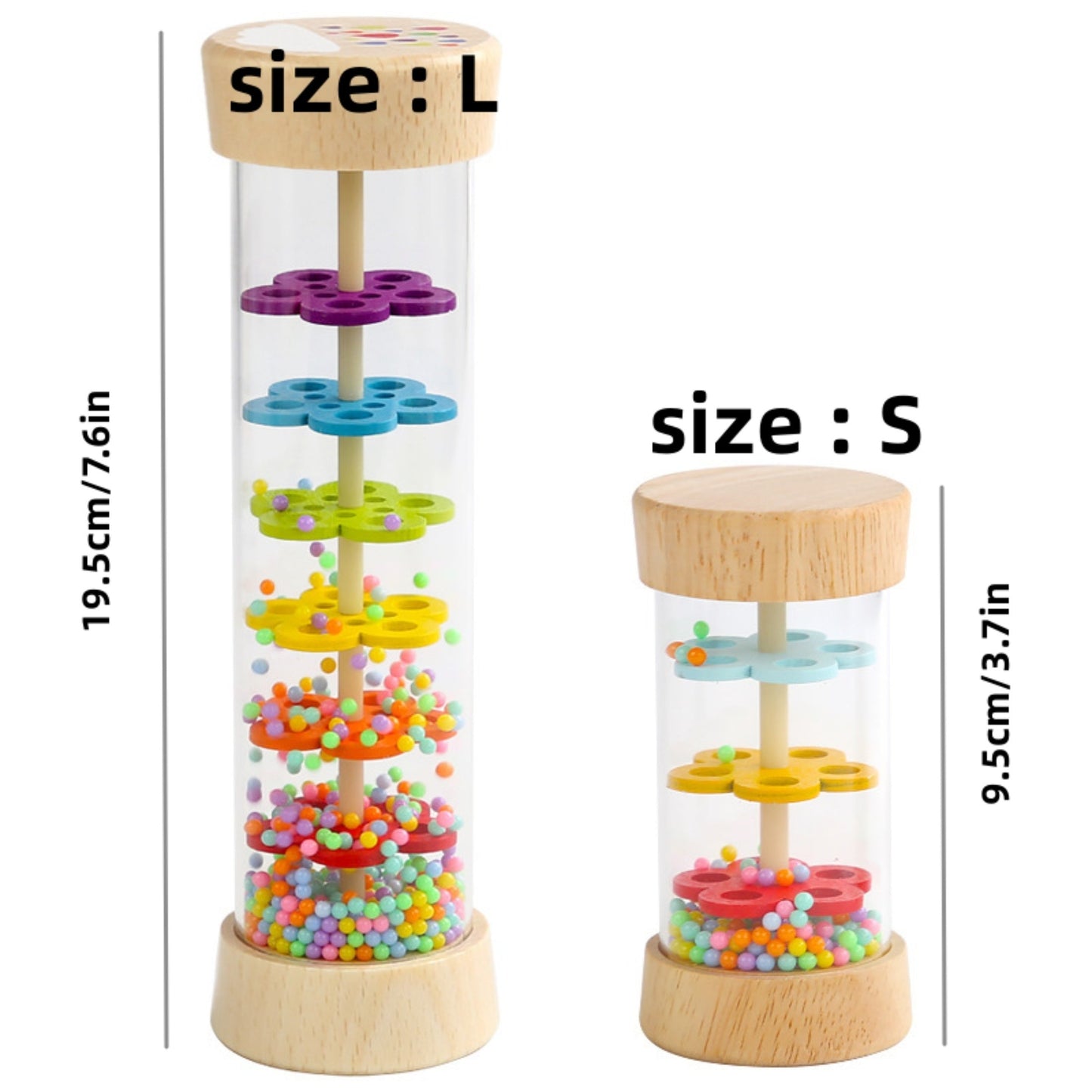 Toy Rain Simulator: Wooden Rain Sound Wind Instrument featuring Megaphone, Rainbow Hourglass Sand Bell - Perfect for Childhood Music Class Teaching Aid