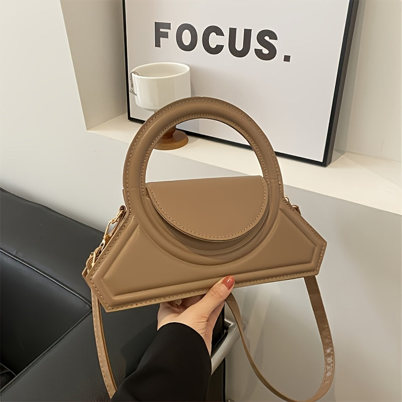 Stylish sling bag with magnetic closure, lined in solid color polyester, perfect for work and occasions - comes in Black, Rose Red, Khaki, Coffee, and Dark Brown.