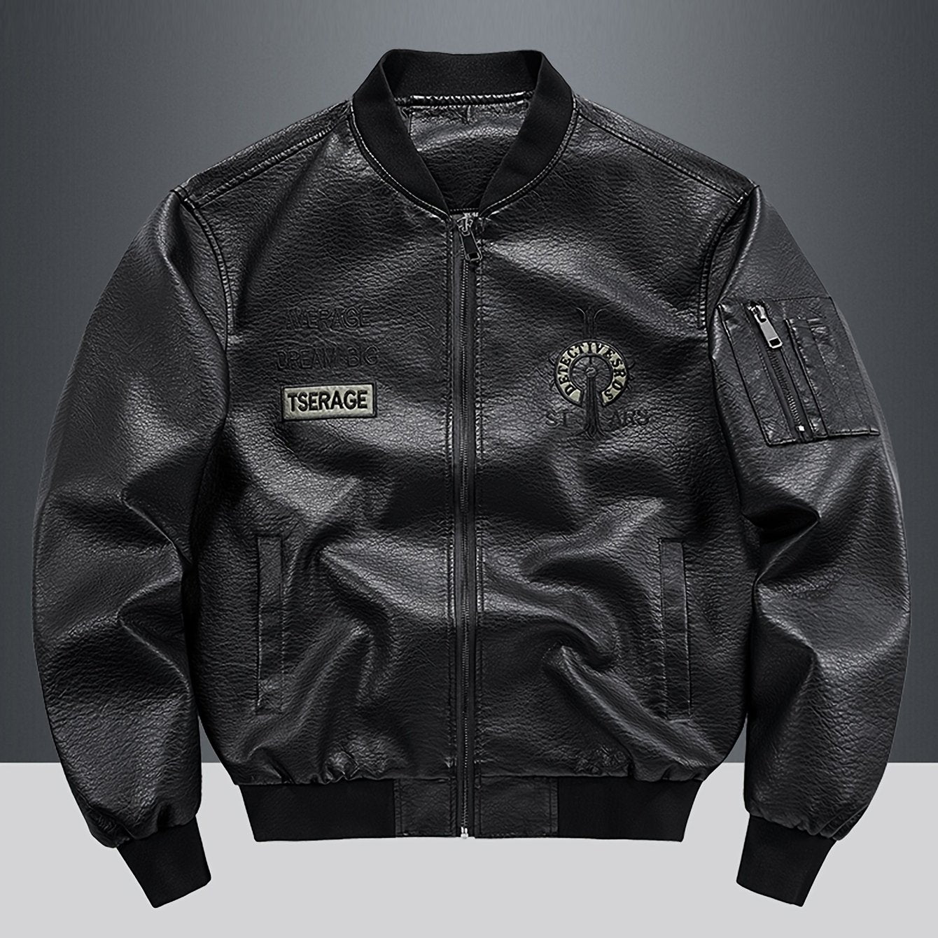 Men's autumn and winter motorcycle jacket with windproof coat, baseball collar, and embroidered design. Trendy and versatile.