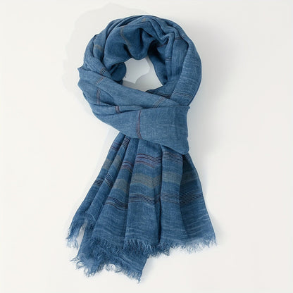 [Bestselling] Men's Stylish Striped Scarf - Made with 100% Rayon, Suitable for All Seasons, Features European And American Design, Expertly Woven