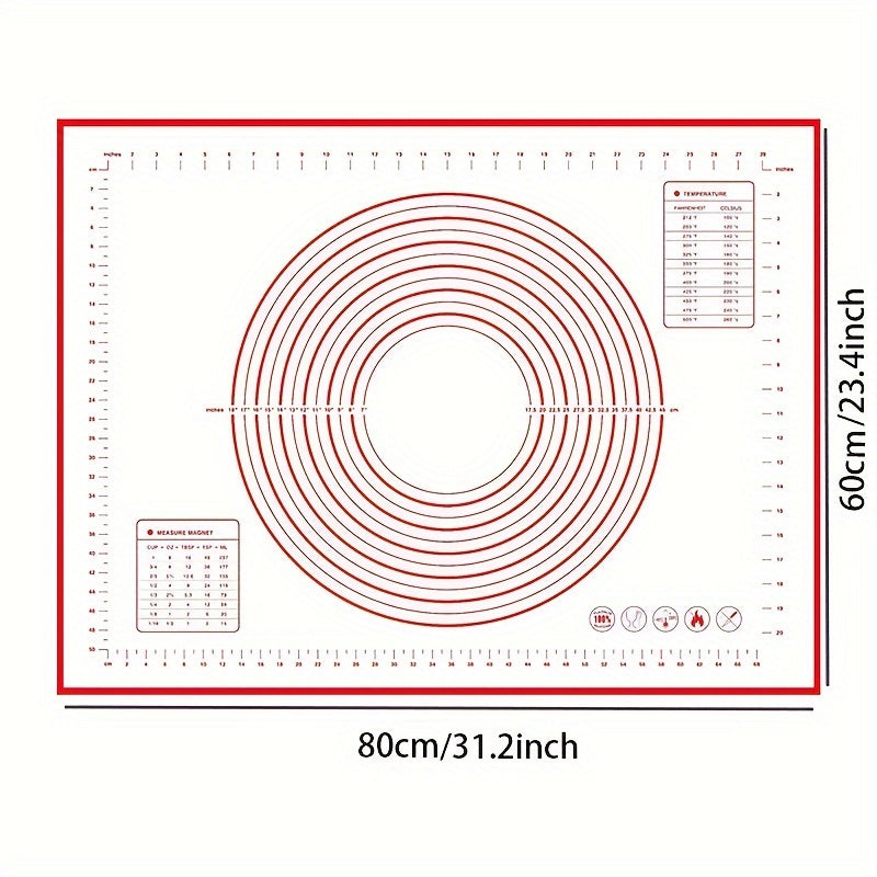 1 piece of Silicone Pastry Mat for Non-Stick Baking, as a Counter Mat or Pastry Board for Rolling Dough. Ideal for making Bread, Candy, and Cookies, this versatile tool is a must-have for any baker. Perfect for use in the kitchen, this gadget is a