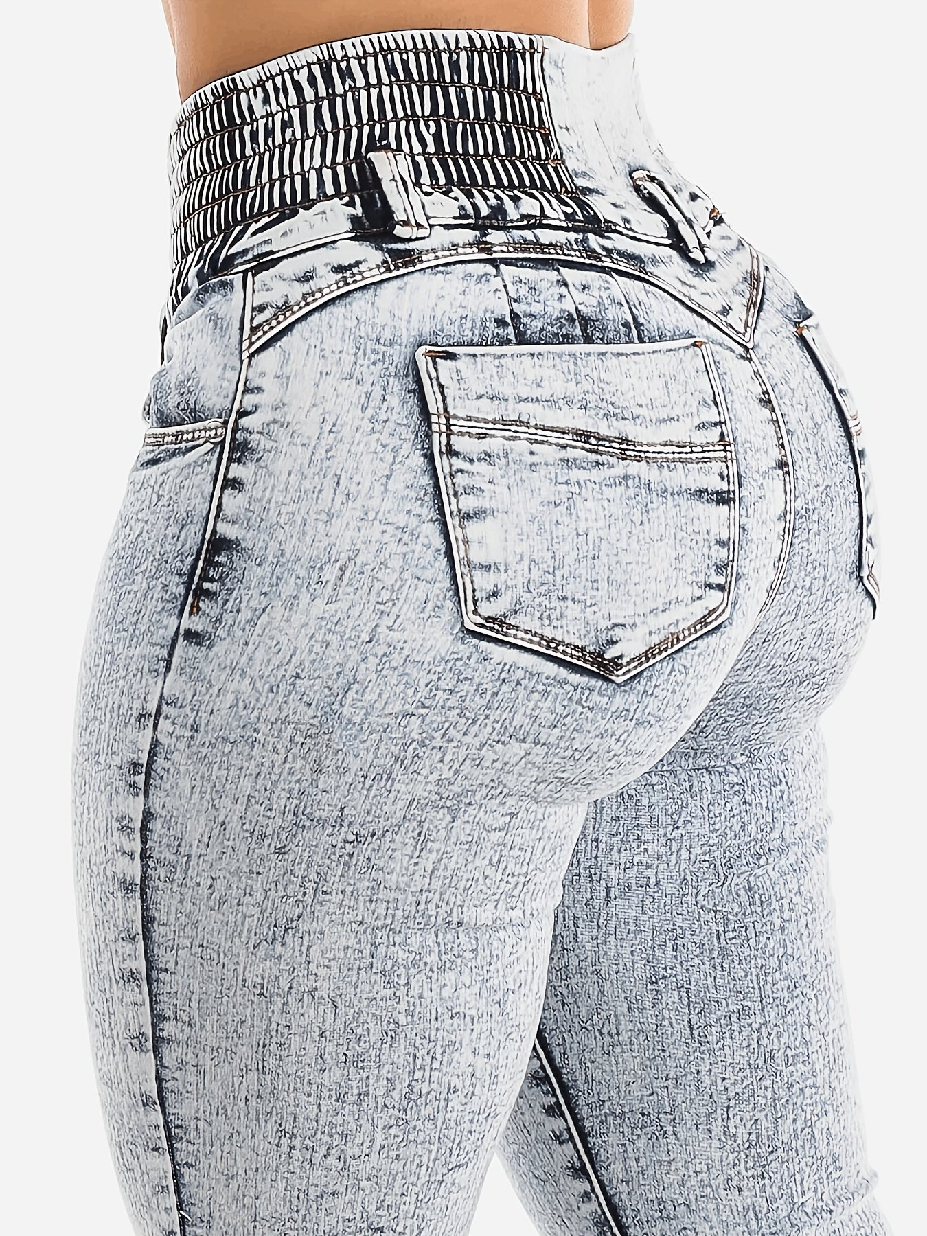 Women's high-waist skinny jeans in light wash denim, with stretch fabric and slash pockets for a comfortable fit year-round.