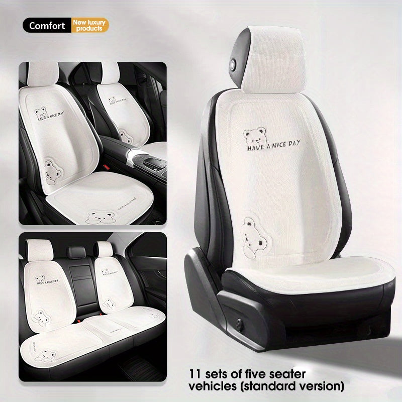 Adorable cartoon car seat pad in four seasons design, providing a simple, non-slip, breathable solution for the back row of your car. The perfect accessory for your car's interior.