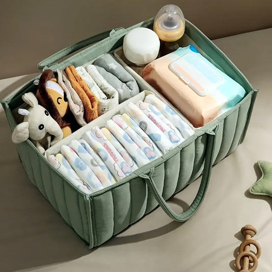 Stay Organized On-The-Go with the Multifunctional Youngsters' Diaper Organizer Bag - Made of Durable Polyester in Green with Multiple Compartments and Shoulder Strap | Must-Have Mommy Storage for Diapers, Wipes, Bottles & More, Diaper Bag