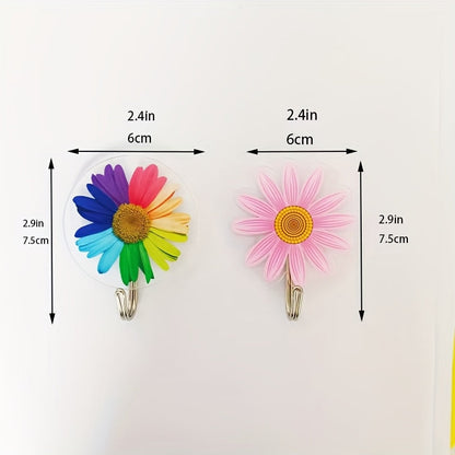 Stylish Daisy Flower Adhesive Wall Hook - Simple Installation, Sturdy and Seamless for Kitchen & Bathroom, Decorative and Functional Sticky Hook