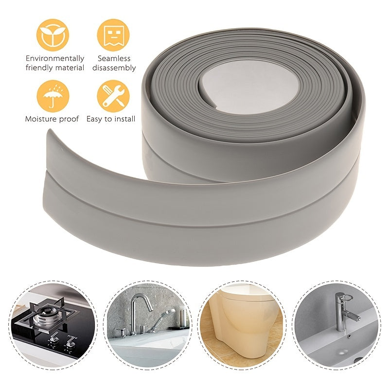 Self adhesive caulk tape for bathroom and kitchen sealing.