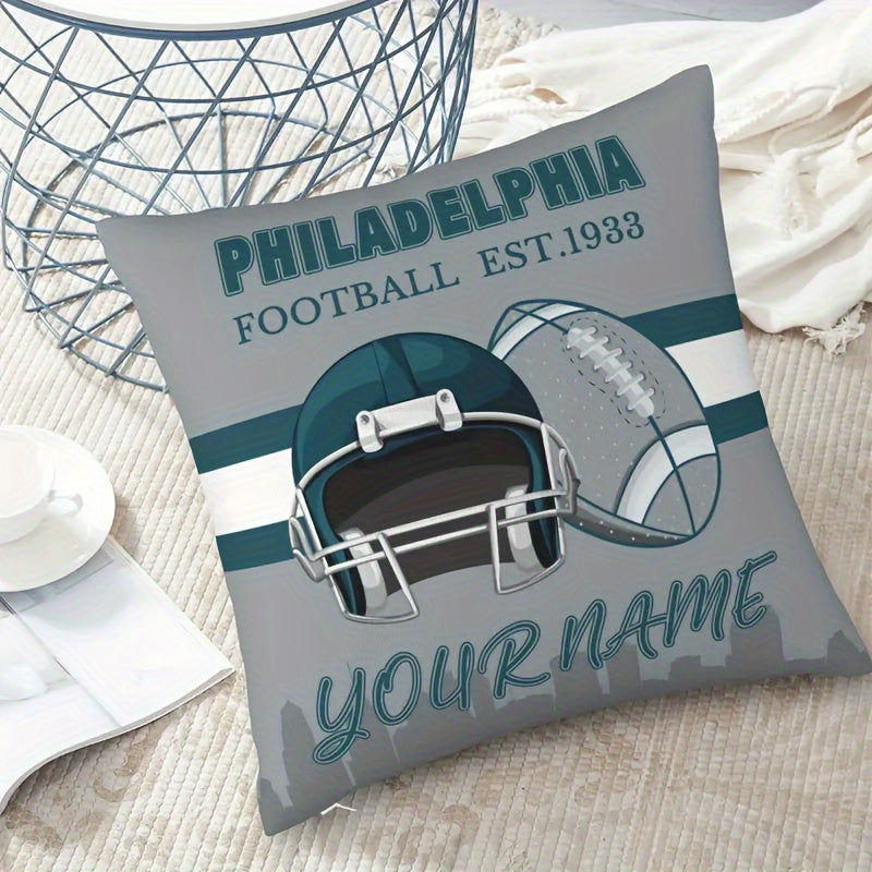 Personalized Philadelphia Football Fan Pillow Cover - Custom Design, Ideal Unisex Gift, Made of Polyester, Square Shape, Assorted Colors