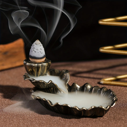 - Ceramic Pisces incense burner with retro reverse flow design for home decor and gifting.