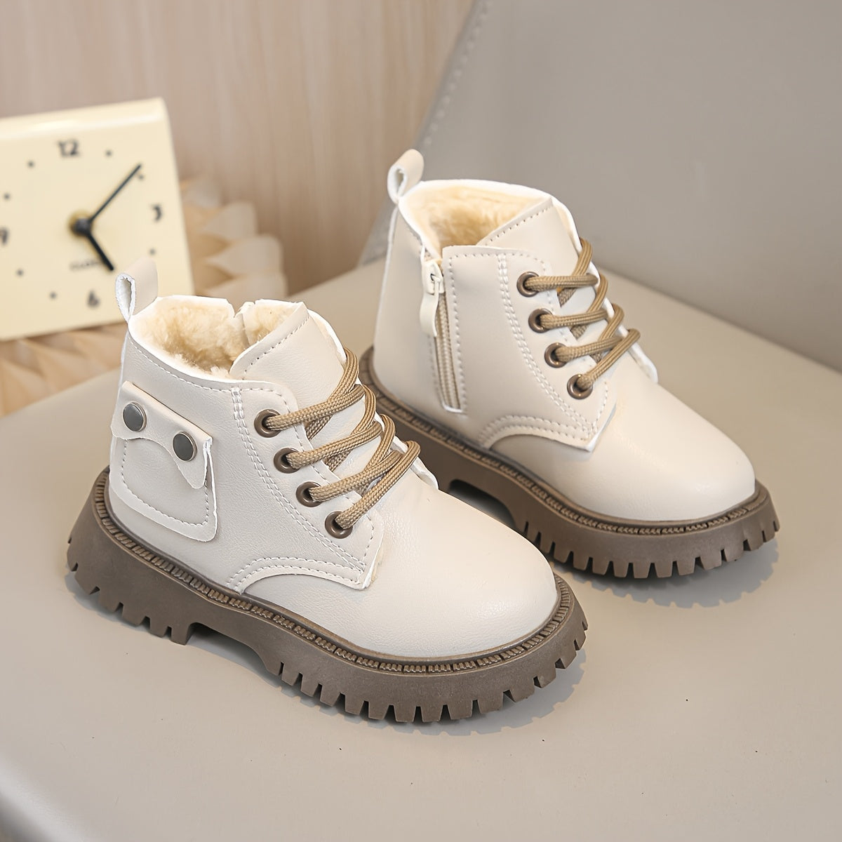 Children's Vintage Boots" - Warm, Lightweight, Non-Slip Sole, Zipper Closure, Fabric Lining - Ages 14 and Under