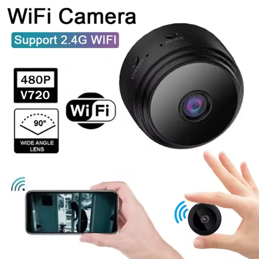 Wireless Mini Surveillance Camera - OIMLYO A9 1pc, with 480p Resolution, Wi-Fi Connectivity, Magnetic ABS Back Cover, USB Rechargeable, Non-Waterproof, Ideal for Home, Pet, and Vehicle Monitoring. Features ≤36V power supply.