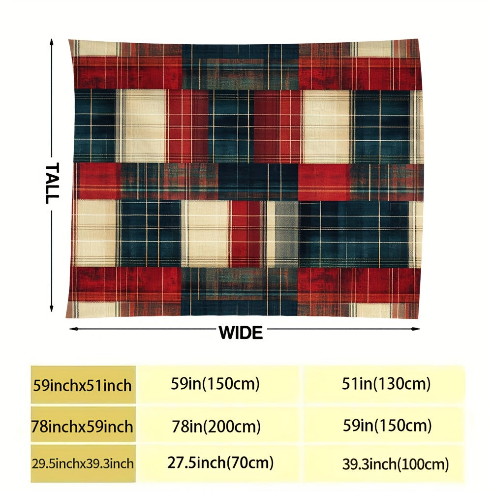 Cozy Rustic Plaid Flannel Throw Blanket with Soft Scottish Tartan Texture - Perfect for All Seasons! Easy to Clean in the Machine, No-Fuss Polyester Material. Lightweight at 250-300g, Great for Bed, Sofa, Home Office, Christmas Decor, or as a Gift for