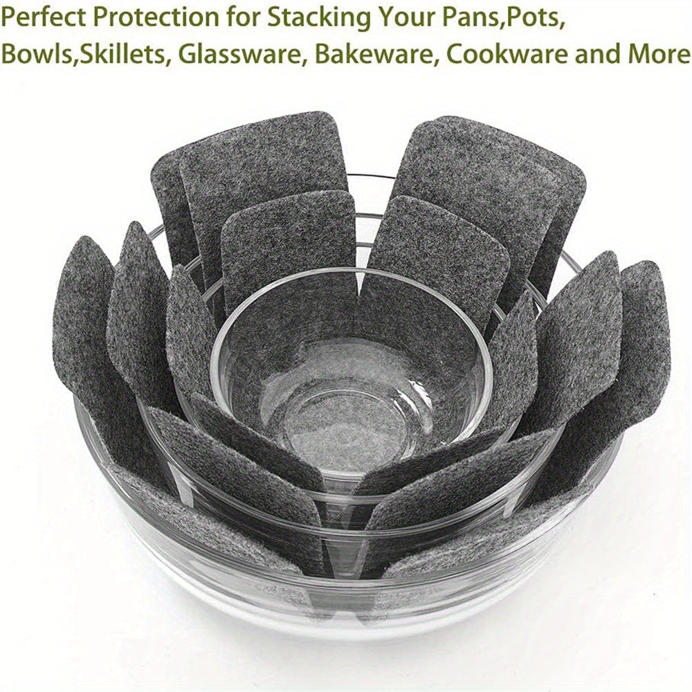 Pack of 12 Pot Protectors: Includes 3 Sizes for Effortless Stacking of Various Kitchenware- Made from PS Material, No Power Needed