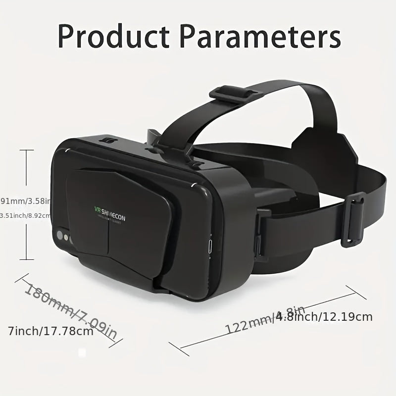 3D VR Glasses for Smartphones - Blue Light Lens, Fits 11.94-15.24cm Screens, Android & iOS Compatible, Great for Gaming & Movies