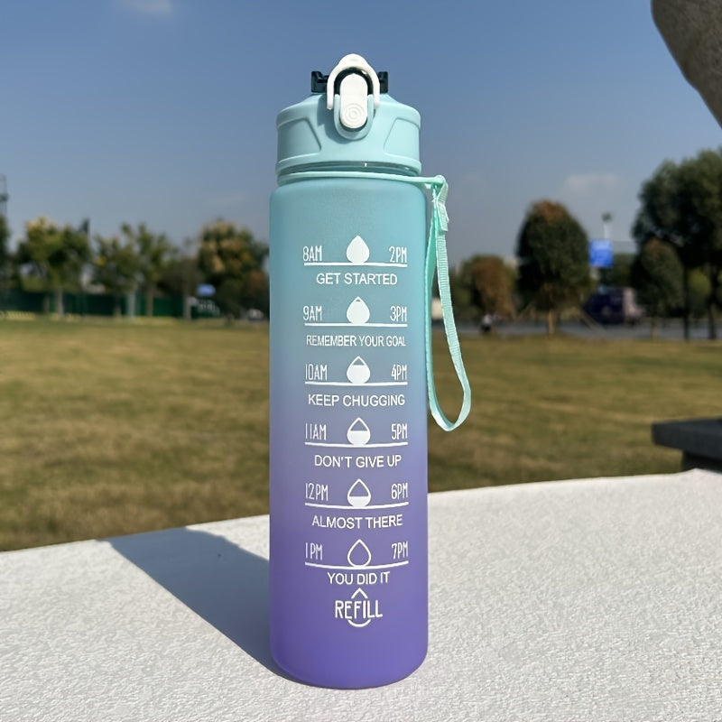 Motivational 750ml/25oz BPA-free water bottle for sports and outdoor activities. Great for camping, hiking, and fitness. Perfect for summer. Ideal gift.