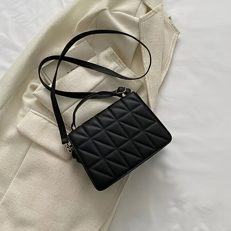 Women's Fashion Quilted Crossbody Bag with adjustable strap, magnetic closure, secure for travel, polished finish.