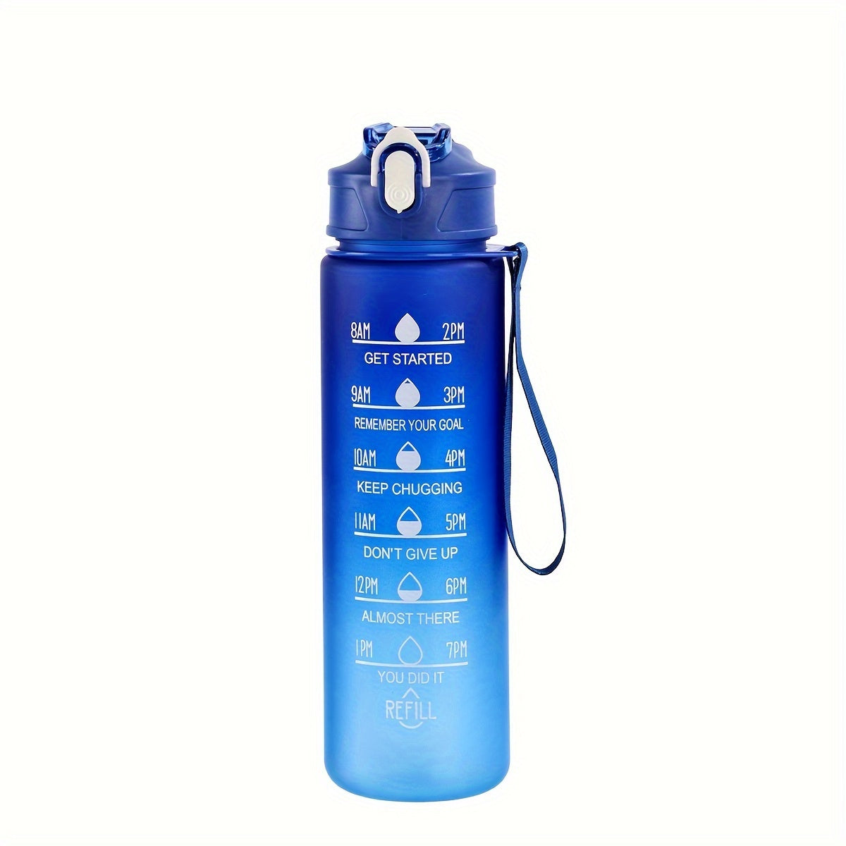 Motivational water bottle for outdoor activities, fitness, and gifts.