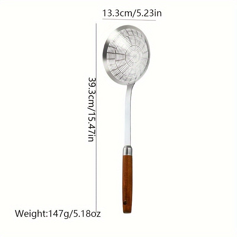 Bestseller: Stainless Steel Deep Fry Strainer Spoon - Perfect for Draining Oil from Noodles and Dumplings, Anti-Scald Design