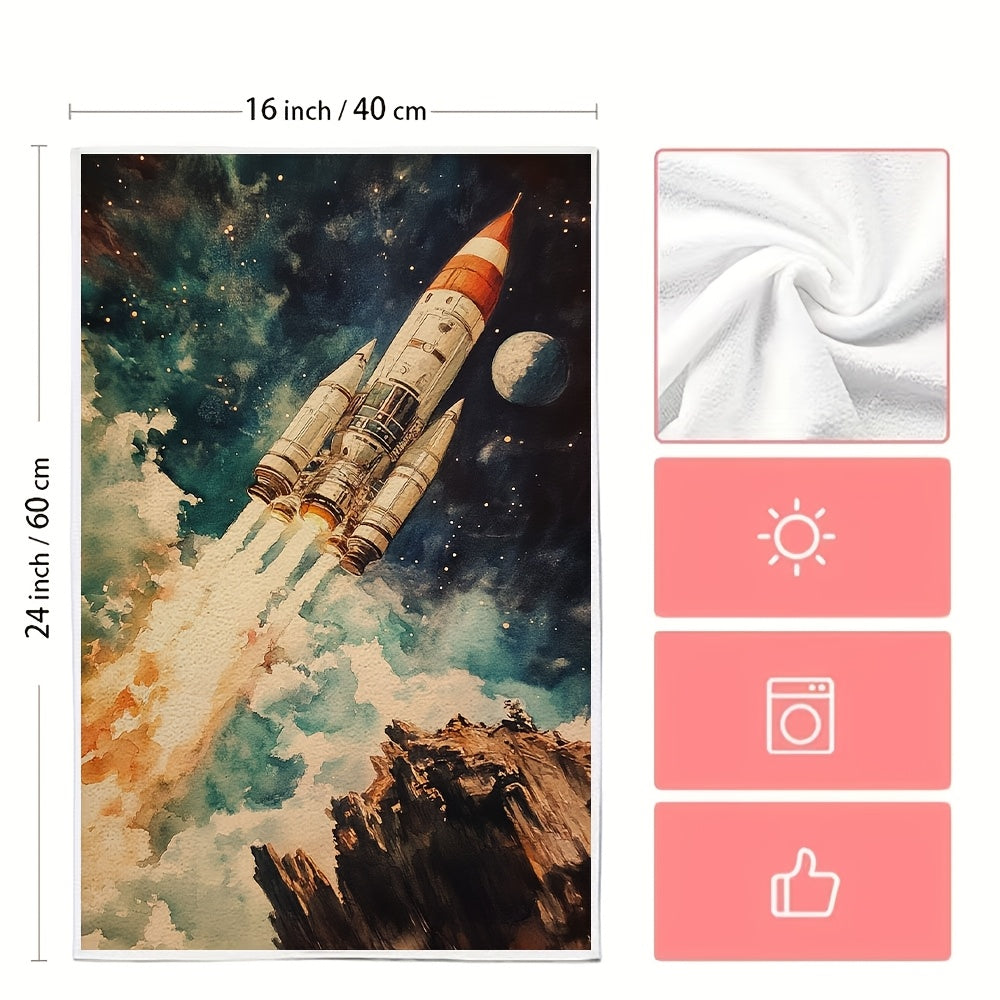 This pair of ultra-soft kitchen towels is adorned with NASA's Grand Tour of Space Tourism, making them a unique and eye-catching addition to your kitchen decor. Not only are these towels highly absorbent, but they are also machine washable for easy care.