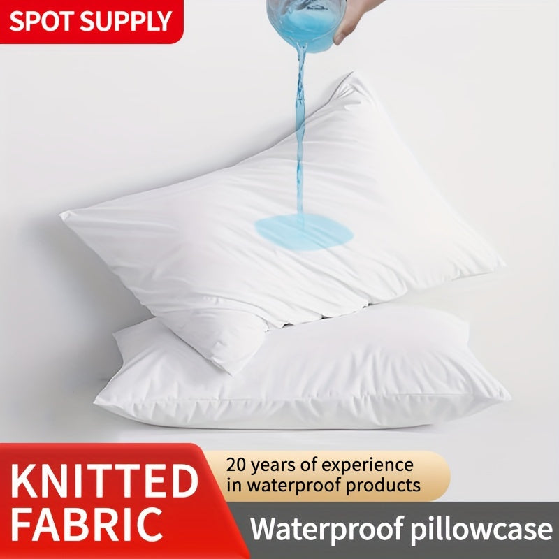 Elegant White Pillowcase with Zipper Closure - Luxurious, Waterproof, and Stain-Resistant. Thick, Oversized Knit Cover.