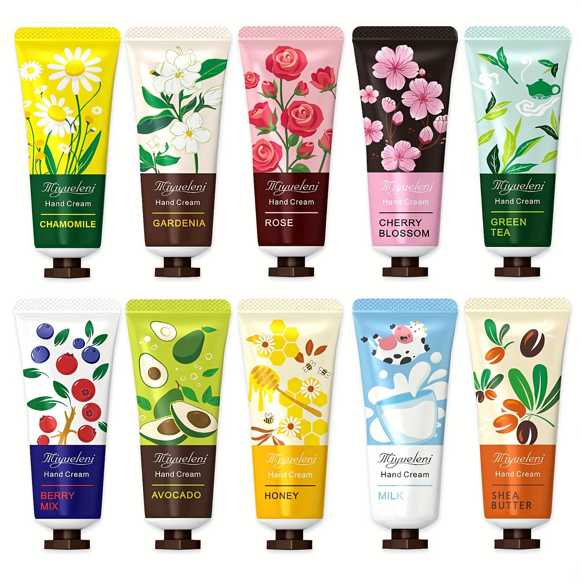 42-Piece Hand Cream Gift Set with plant & fruit extracts, flower scented. Alcohol-free, glycerin-based and vitamin C enhanced for all skin types. Moisturizing & nourishing for dry skin.