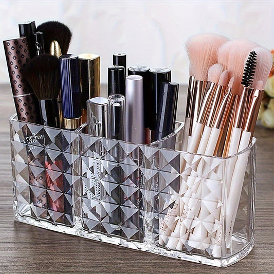 Acrylic storage box for eyebrow pencils and brushes.