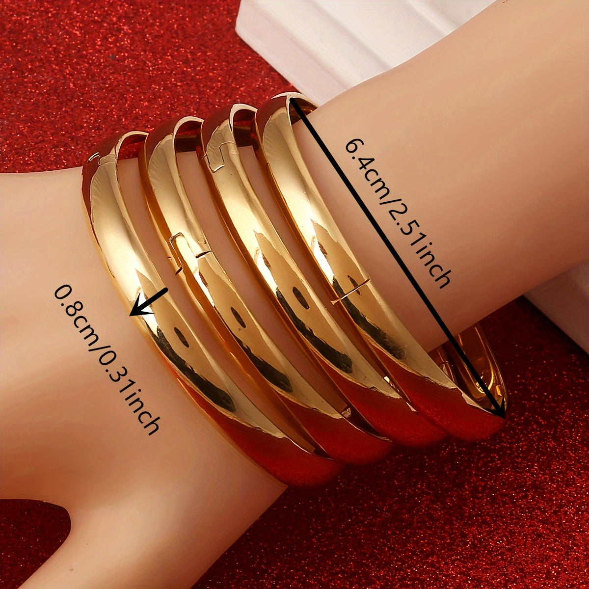 Set of 4 Elegant and Sophisticated Bangles, 24k Gold Plated Jewelry, Shiny Plain Bangles Perfect for Women, Ideal for Engagement or Wedding