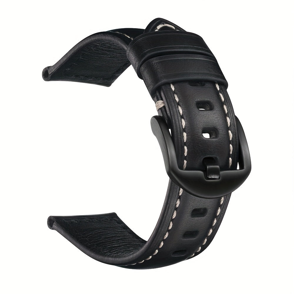 1 piece of Genuine Leather Cowhide Watch Strap, Waterproof and suitable for FT12/Apple Watch/Samsung. Perfect gift choice.