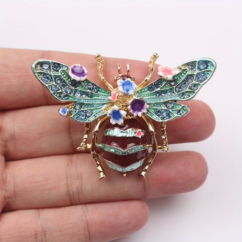 Beautiful Bee Brooch with Rhinestones and Unique Shape - Stylish Lapel Pin for Scarves and Fashion Statements - Vintage Inspired Design