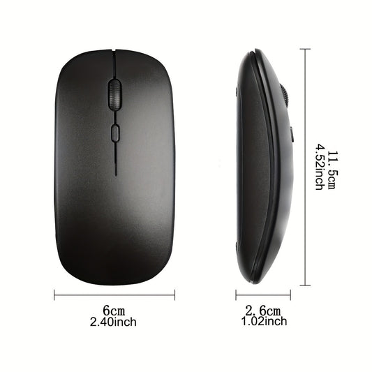 Ergonomic slim wireless mouse for gaming and office use. Streamlined curved design with low latency. Windows 10 compatible. Battery not included.