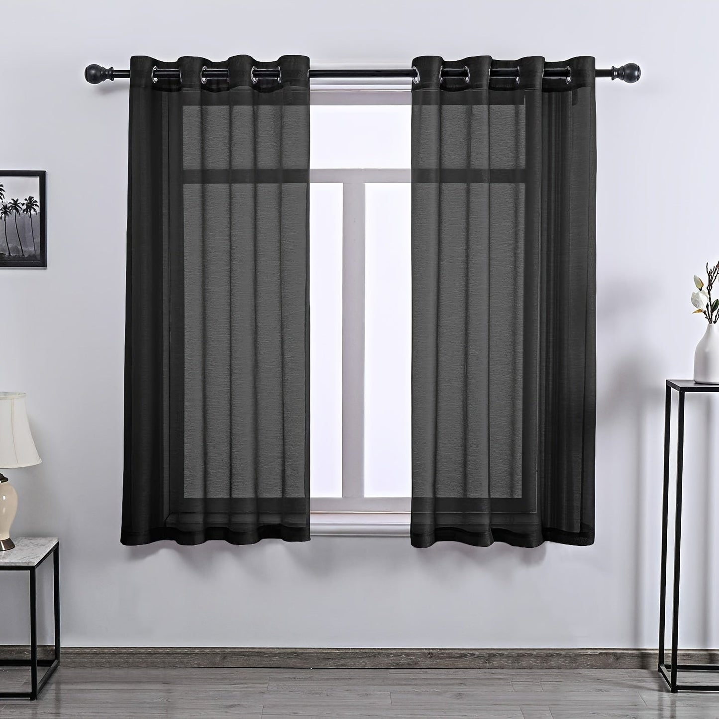 Set of 2 Grommet Top Sheer Curtains Perfect for Living Room, Bedroom, and Kitchen. Made with Soft Sheer Fabric for a Chic Window Treatment and Home Decor.