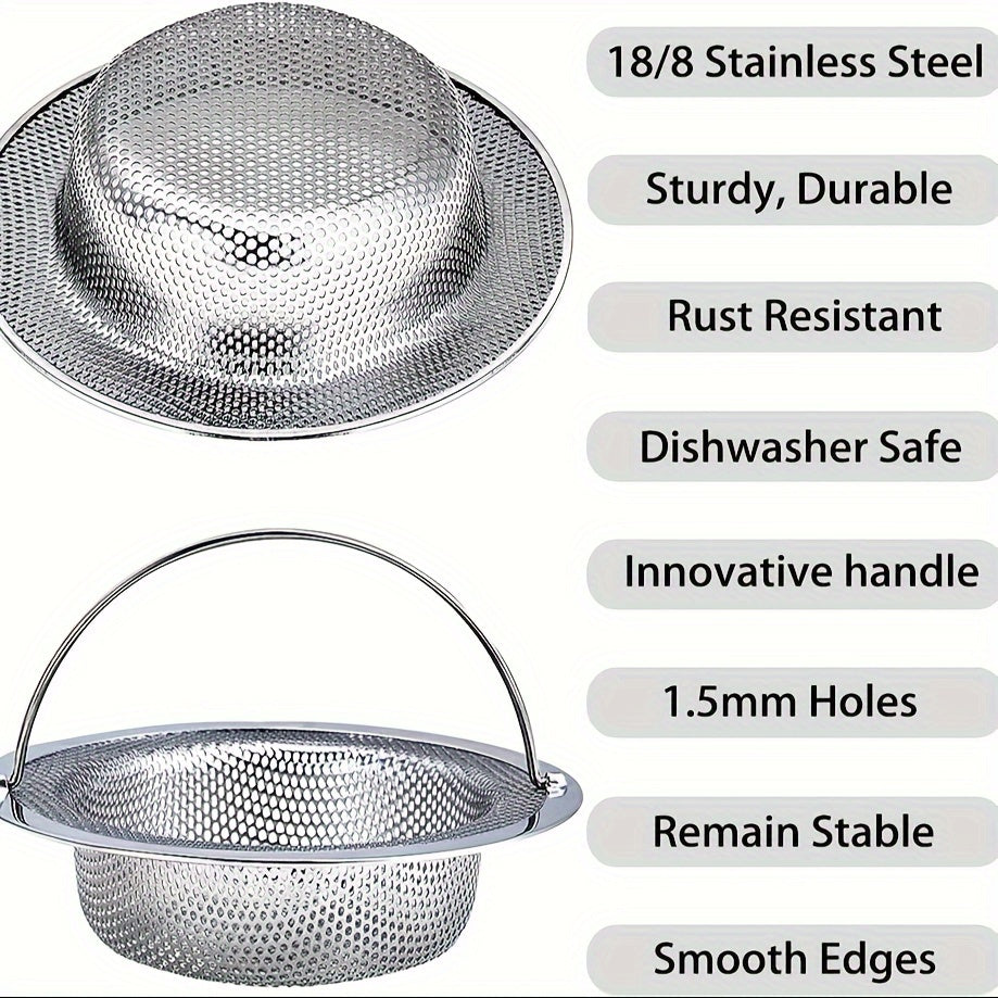 Stainless steel hair catcher for bathtub, shower, sink, and kitchen floor drain.