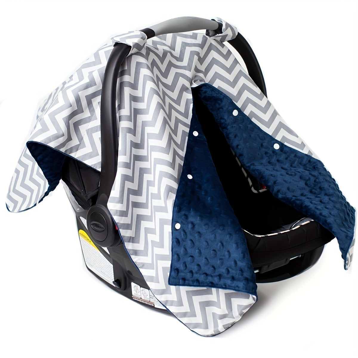 Navy Melvenco Chevron Car Seat Cover for Kids - Stylish, Breathable Canopy, Cozy Shade for Boys & Girls on the Go