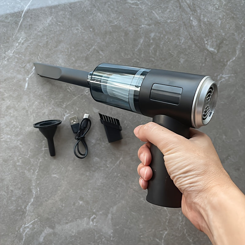 Small yet powerful vacuum cleaner, with 3000PA cyclone suction and two brush heads, suitable for both car and home use.